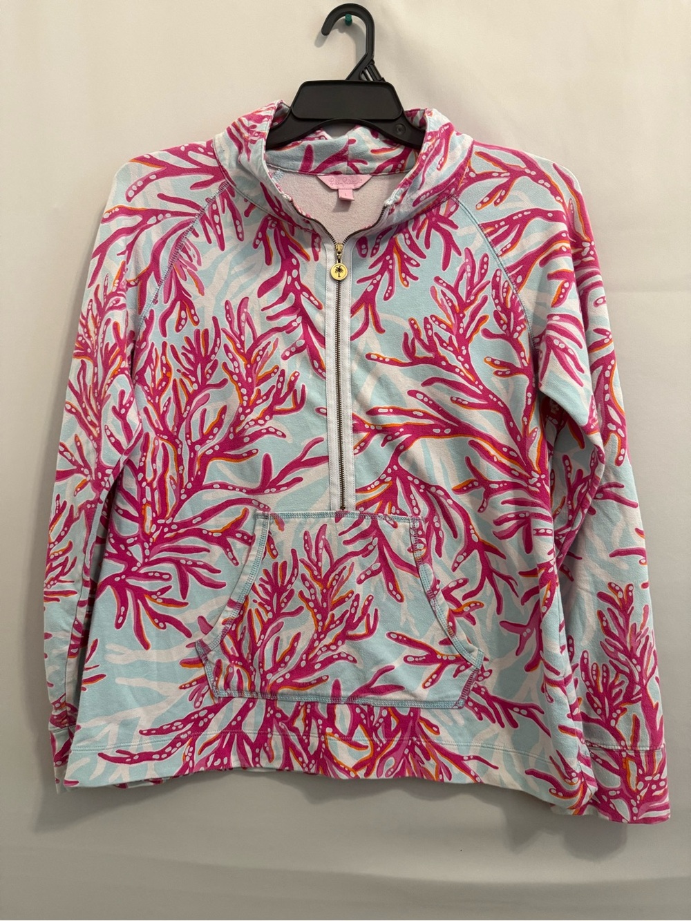 Lilly Pulitzer Pink & Aqua Coral-Print Half-Zip Pullover